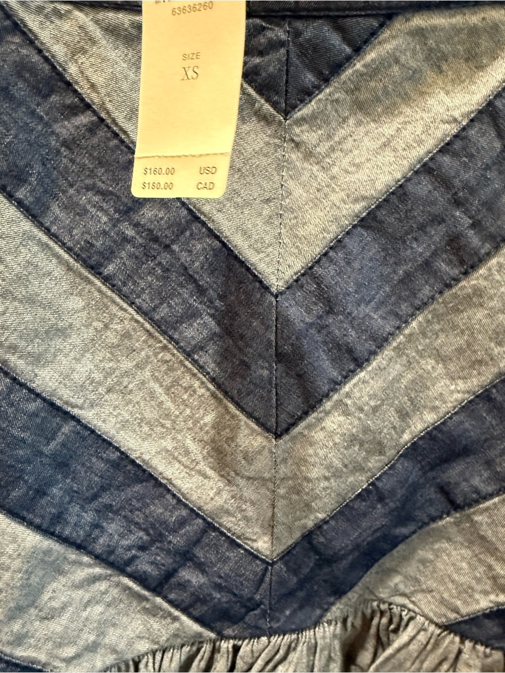 NWT Anthropologie Love the Label XS Chambray/Denim Smocked Full-Sleeved Blouse - Picture 8 of 14